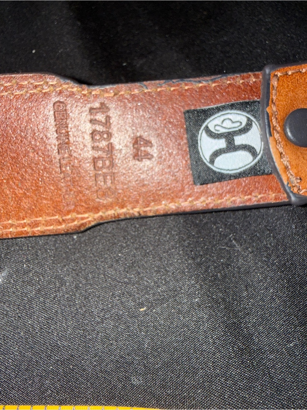 Hooey Brown & Ivory Leather Belt With Silver Smith Collection Buckle Size 44 - Picture 7 of 9